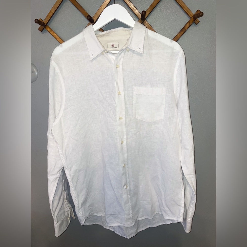 Men’s Adriano Goldschmied large linen and cotton button down shirt large